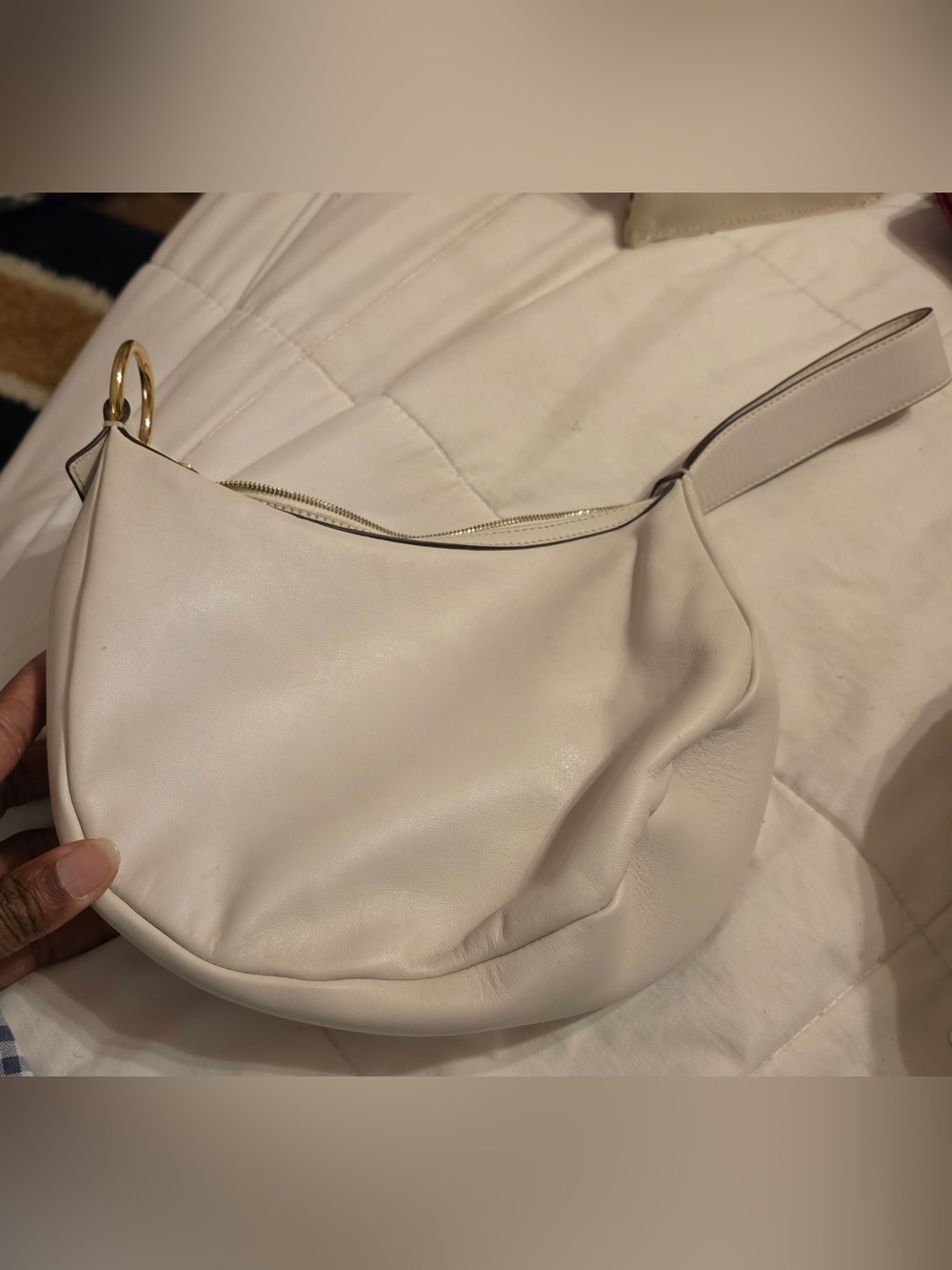 RADLEY LONDON Soft Cream Leather Hobo Clutch